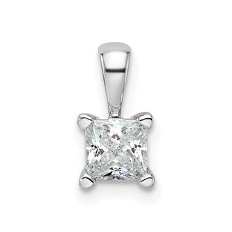 Diamond2Deal 14k White Gold 1/2 Ct Princess Lab Grown Diamond Pendant Necklace 18 Clarity VS, Color G-H