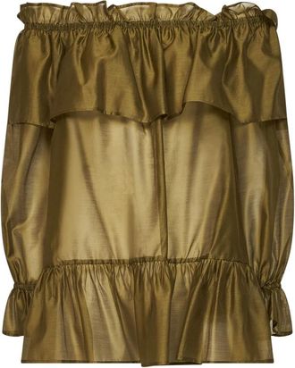 Blanca Vita Voile Cevil Off-The-Shoulder Tuniek - Dames - Blouses - Geel - S - Polyester - Overhemden