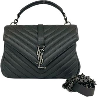 Saint Laurent Pre-owned Paris College Leather 2way Bag - Dames - Vintage Schoudertas - Grijs - ONE Size - Leer - Vintage