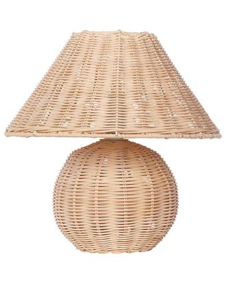 Beliani L&aacute;mpara de mesa rat&aacute;n natural