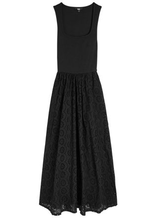 Paige Morel Broderie-anglaise Cotton Maxi Dress - Black - XS (UK6 / XS)
