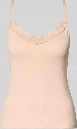Skiny Skiny Slim Fit Top mit Spitzenbesatz in Beige, Gr&ouml;&szlig;e 36