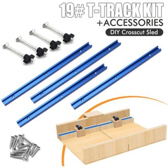 OEM Juego De Perfiles En T De Aluminio T19 - Con Tuercas En T Y Accesorios Para Sistemas De Gu&iacute;as Modulares En Carpinter&iacute;a (plata, Aluminio, 415x75x35)