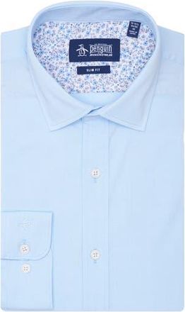 Original Penguin Big & Tall Melange Floral Trim Slim Fit Dress Shirt in Heavenly Blue at Nordstrom Rack, Size 14 - 32/33