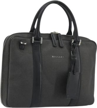 Bulgari Pre-owned Vintage Business Bag - Dames - Vintage Handtas - Grijs - ONE Size - Leer - Vintage