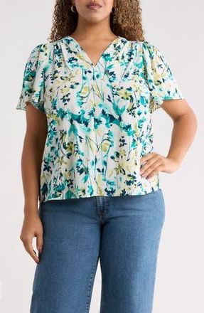 Renee C Flutter Sleeve Top in Green at Nordstrom Rack, Size 3X