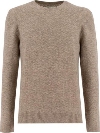 MC2 Saint Barth Gebreide Trui met Geborduurd Logo - Heren - Ronde hals truien - Beige - XL - Wol - Truien & Vesten