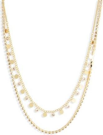 Nordstrom Rack Set of 2 Cubic Zirconia Charm & Tennis Necklaces in Clear- Gold at Nordstrom Rack