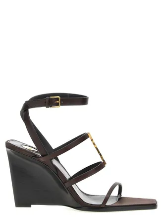 Saint Laurent Dark Brown Logo Wedges