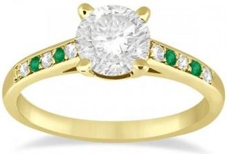 Allurez Cathedral Emerald & Diamond Engagement Ring 18k Yellow Gold (0.20ct)