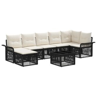 vidaXL Conjunto De Sof&aacute;s De Jard&iacute;n 8 Uds. Negro Rat&aacute;n Sint&eacute;tico Vidaxl