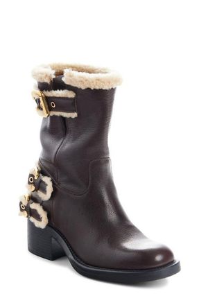 Chlo&eacute; Genuine Shearling Dakota Boot in Burnt Wood at Nordstrom, Size 10Us