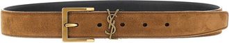 Saint Laurent Leather belt with Cassandre logo Man 100