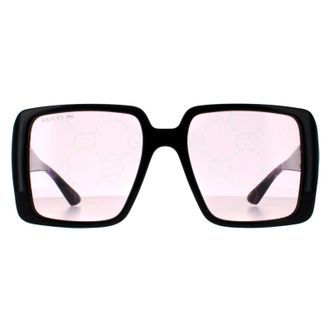 Gucci Square Womens Black with Gold Dusky Pink w Logo Mirror Photochromic GG1692S - One Size