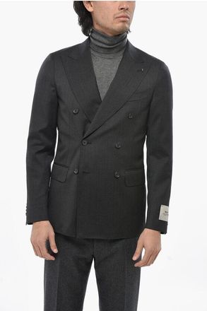 Corneliani CC COLLECTION Virgin Wool Double Breasted Blazer with Peak L size 50