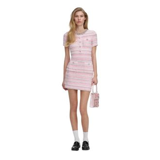 Self Portrait Short Dresses, female, Pink, Size: L Textured Knit Mini Dress