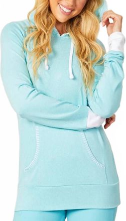 French Kyss Contrast Stitch Hoodie In Turquoise