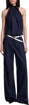 Dorothee Schumacher Modern Sophistication Pinstripe Shell Top In Blue Night
