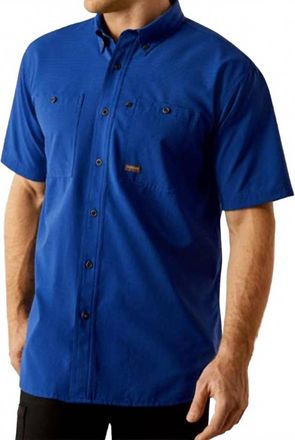 Ariat Mens Rebar Made Tough Airflow Short Sleeve Work Shirt In Sodalite Blue
