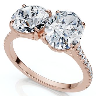 Pompeii3 2 1/10Ct Toi et Moi Oval & Round Diamond Ring 14k Gold or Platinum Lab Grown