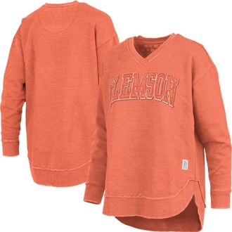 Pressbox Womens Pressbox Orange Clemson Tigers Westin Poncho V-Neck Pullover Sweatshirt at Nordstrom, Size Small
