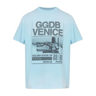 Golden Goose T-shirt in cotone stampata - - Tops - Uomo - Blu - L
