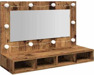 vidaXL Mobile A Specchio Con Led Legno Antico 90x31,5x62 Cm - Vidaxl