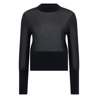 Frame Denim Round-neck Knitwear, female, Black, Size: L The Sleek Sweater