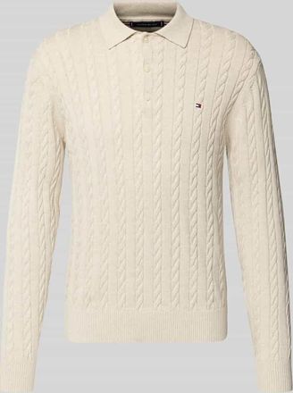 Tommy Hilfiger Regular Fit Strickpullover aus reiner Baumwolle in Offwhite Melange, Gr&ouml;&szlig;e XXL