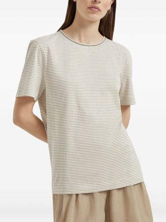 Brunello Cucinelli Brunello Cucinelli Womens Cotton Jersey T-shirt With Shiny Details - Ivory - Size X-Small