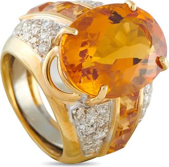Luxury Bazaar 18K Yellow Gold 0.48ct Diamond and Citrine Ring MF17-050626