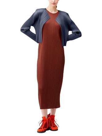 Issey Miyake Signature Pleated Cardigan - Navy