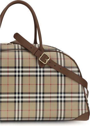 Burberry Mens Travel Bag Check Archive Beige Cotton Shoulder