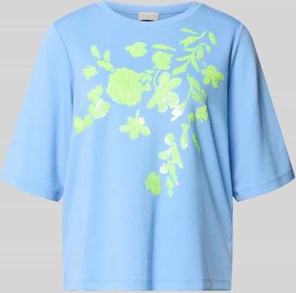 Milano Milano Italy T-Shirt aus Viskose-Mix mit Paillettenbesatz in Hellblau, Gr&ouml;&szlig;e XXL