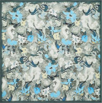 Tory Burch Womens Abstract Floral Silk Square Scarf, One Size