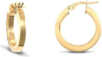 Jewelco London 9ct Gold Square Tube 3mm Hoop Earrings 20mm - JER458A