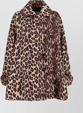 Alberto Biani animal print double breasted jacket wide collar
