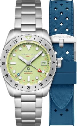 Spinnaker Croft GMT Automatic Bracelet & Rubber Strap Watch, 39mm in Green at Nordstrom