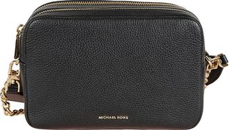 Michael Kors Zwarte gehamerde leren tas met gouden metalen accenten - Dames - Schoudertassen - Zwart - ONE Size - Leer - Tassen