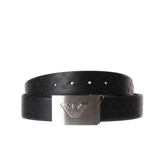 Emporio Armani Accessoires, Heren, Zwart, ONE Size, Leer, Leren riem met dubbelzijdig draagvlak