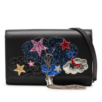 Saint Laurent Pre-owned Saint Laurent Calfskin Cloud Star Applique Classic Monogram Kate Tassel Wallet on Chain Ladies I7TM4KCXA4R601ZS