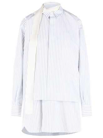 sacai White Cotton Blend Mini Dress