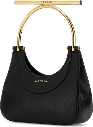 Alexander McQueen Womens Mini Cross-Bar Shoulder Bag Black Lamb