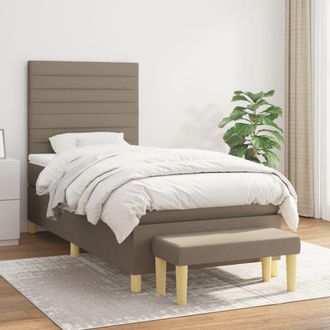 vidaXL Vidaxl - Cama Box Spring Con Colch&oacute;n Tela Gris Taupe 100x200 Cm