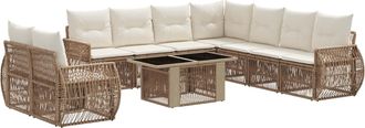 vidaXL Conjunto De Sof&aacute;s De Jard&iacute;n 10 Uds. Beige Y Blanco Crema Vidaxl