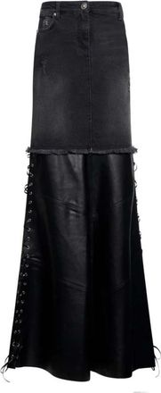 John Richmond Lange Rok met Gelaagd Ontwerp - Dames - Maxi Rokken - Zwart - W26 - Katoen - Rokken