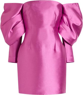 Solace London Freja Off-the-shoulder Faille Mini Dress - Pink - 12 (UK12 / M)