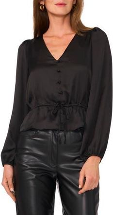 1.State Satin Peplum Top in Rich Black at Nordstrom Rack, Size Xx-Small