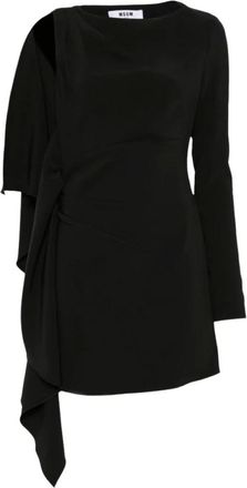 Msgm Vestido Corto Asim&eacute;trico Drapeado - Dresses - Mujer - Negro - M