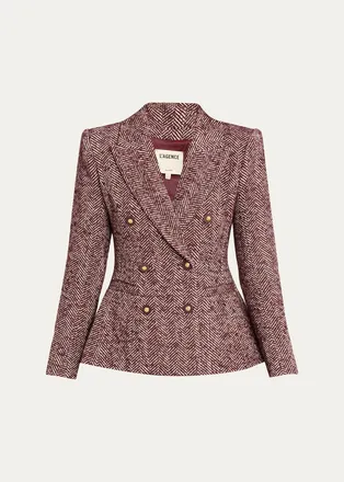 L'agence Karima Herringbone Cinched Blazer